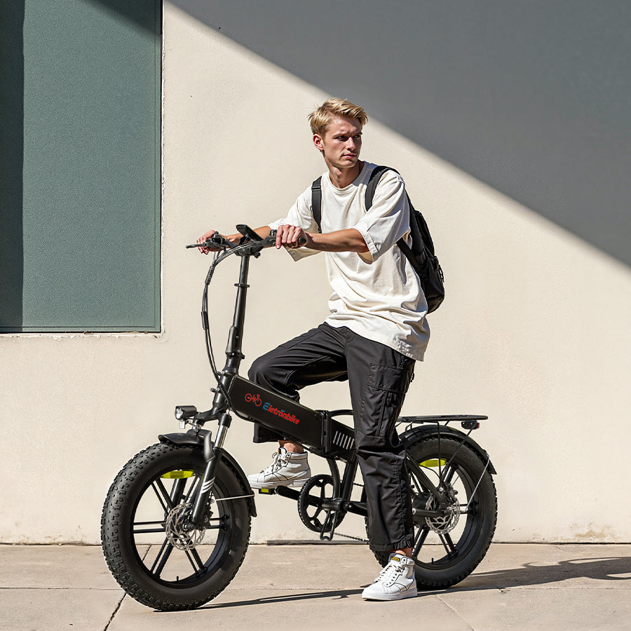 Eletronbike OD20 Foldable ebikes-Black commuter riding